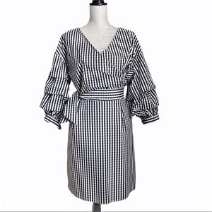 New York & Company Black and White Gingham Midi Dress